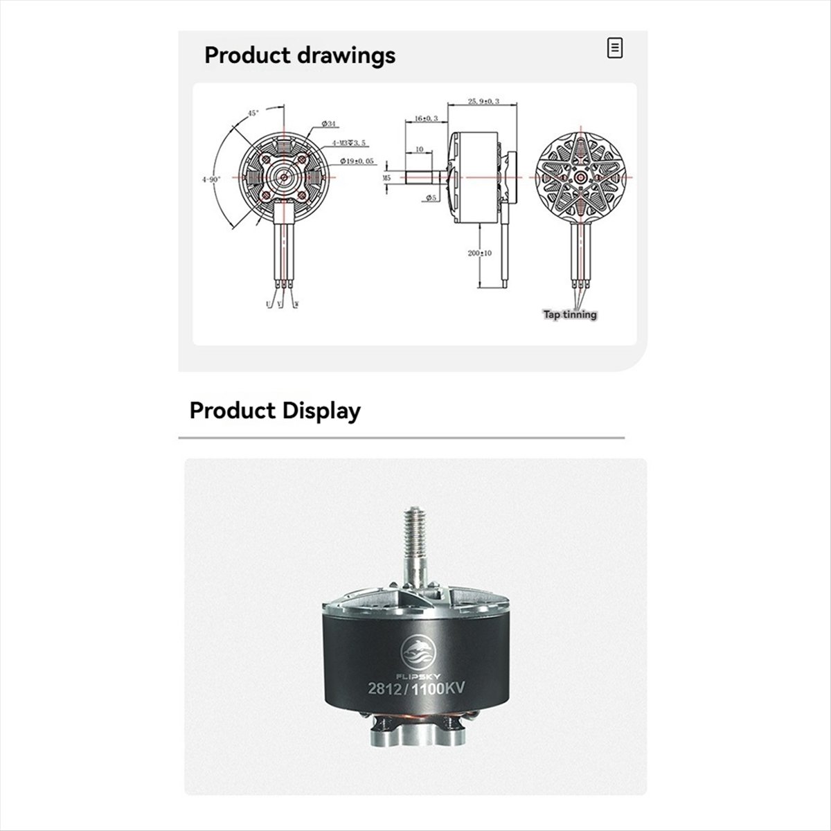 Drone - 【Motor Parçaları】 2812 1100KV Fırçasız Motor,